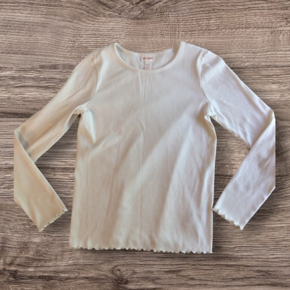 Cat and Jack cream ribbed long sleeve top. XL 14–16.